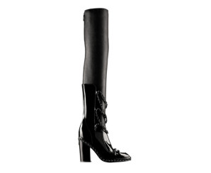 Chanel Black Leather and Chain Thigh High Boots with integrated Gaiters