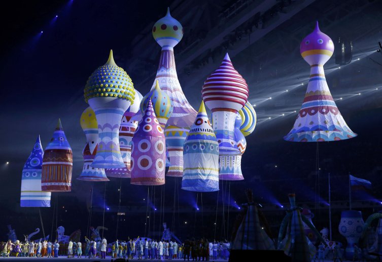 Performers are seen during the opening ceremony of the 2014 Sochi Winter Olympics