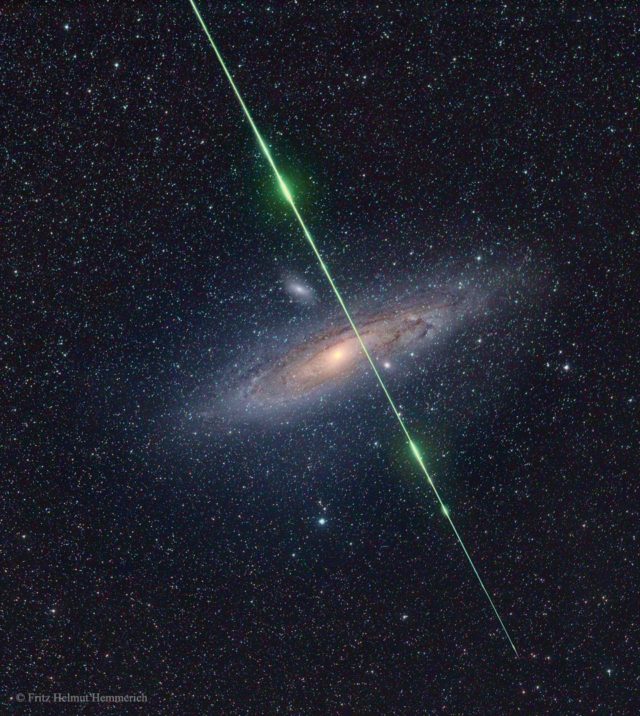 Meteor before Galaxy. Image Credits: Fritz Helmut Hemmerich via NASA