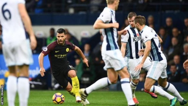 Aguero couldn't be contained by the West Brom defense.