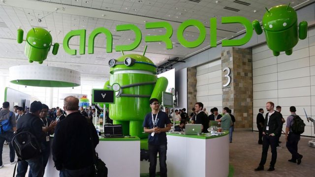 An Android demo booth at a tech conference. 