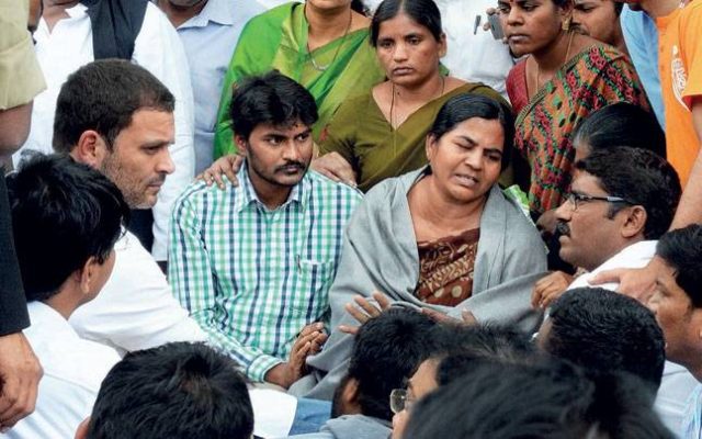 Rahul Gandhi meets Rohith's Mother