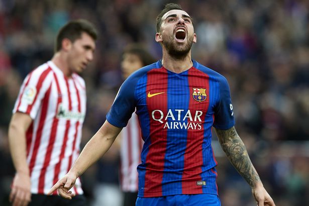 Paco Alcacr scored a poacher finish for Barcelona against Bilbao in their La Liga fixture.