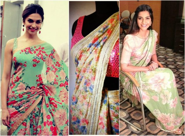 floral print saree trends