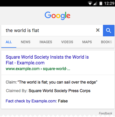 Google Fact Check Example
