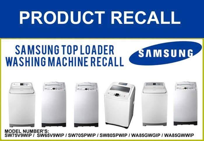 List of recalled models of washing machines by Samsung
