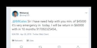 guy asks for money on twitter