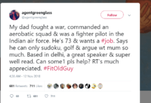 73 YO, Fighter Pilot’s Daughter Looks For A Job For Her #FitOldGuy Dad On Twitter & It Proved Worthwhile