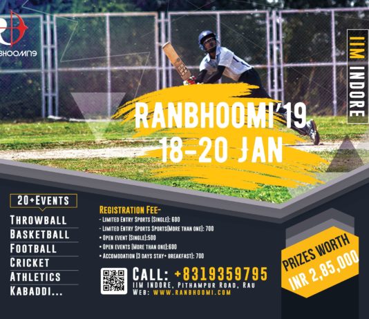 IIM Indore’s Ranbhoomi 2019 Will Fund Professional Training Of A Sportsperson And Has Cash Prizes Over 2 Lac Ranbhoomi 2019