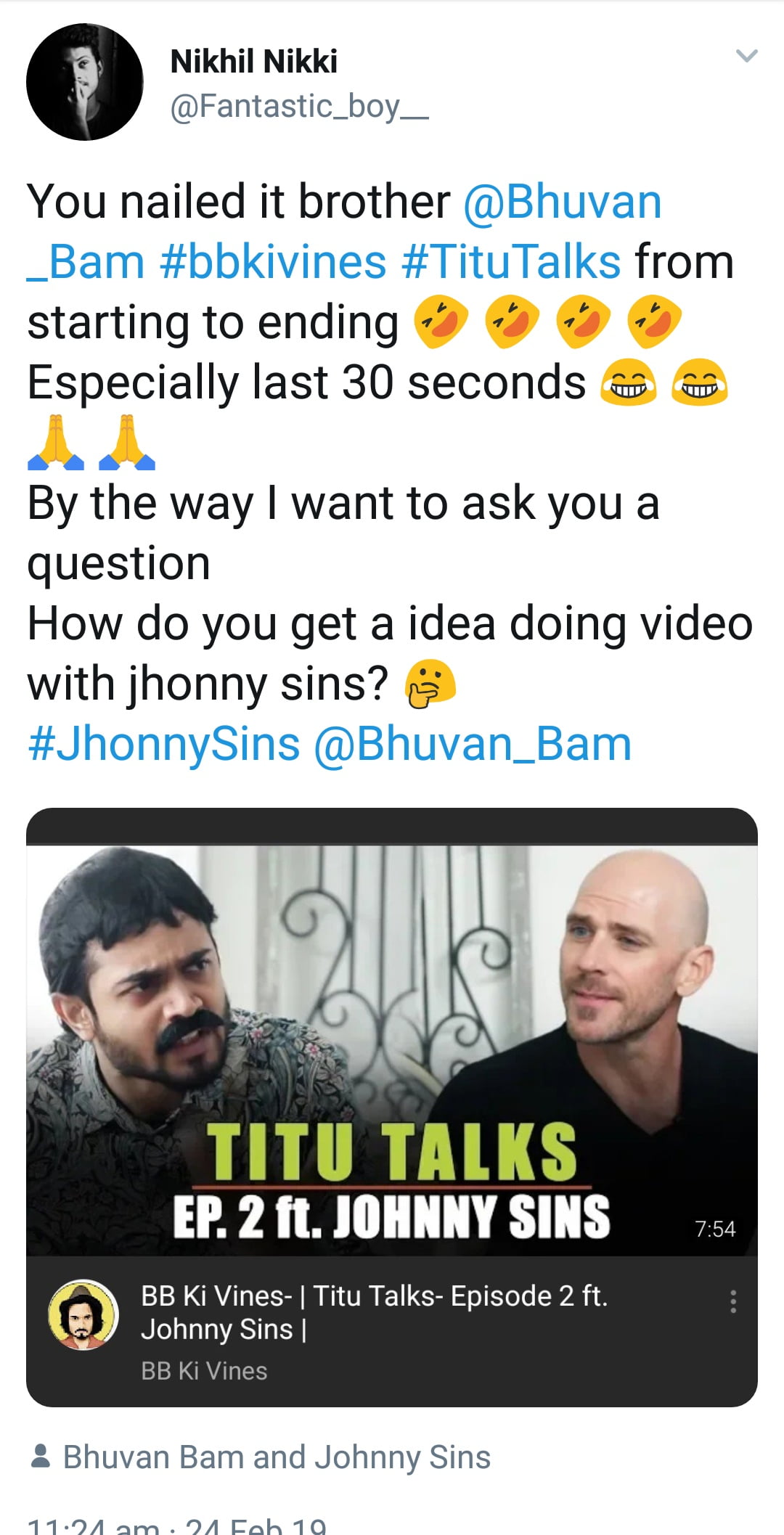 Bhuvan Bam Invited Johnny Sins And Twitter Has The Best Reaction