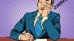 47522426 – boring report. a man fell asleep on lectures pop art retro style