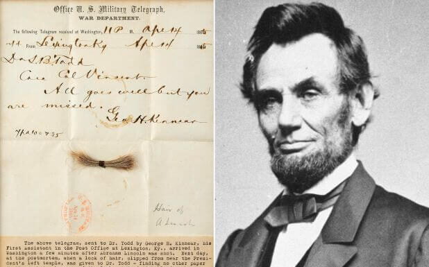 165 Year Old Abraham Lincoln’s Blood Stained Hair Auctioned For $81K+