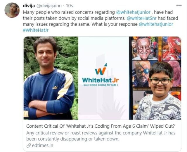 Delhi Hc Orders Take Down Of Tweets Video In Whitehat Jr Defamation Case