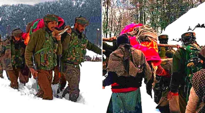 The Indian Army Lived Up To Its Reputation Carrying A Pregnant Woman Through Snow For 2km
