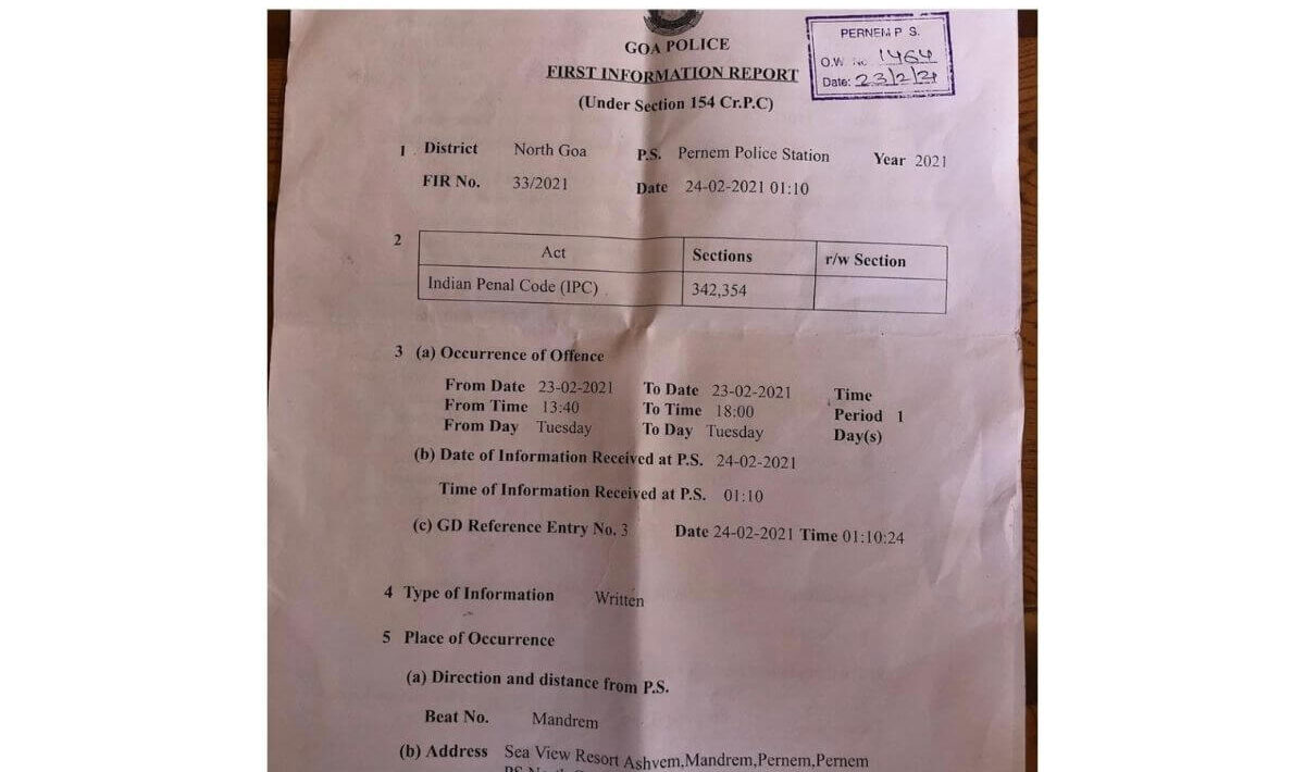 Copy Of FIR Shared By Elodie Gendron Against Divya Dureja In Her Instagram Post