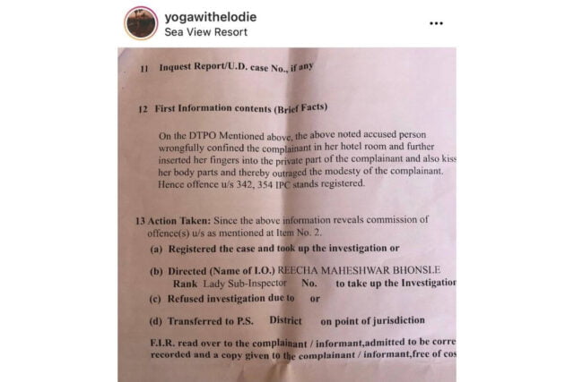 Copy Of FIR Shared By Elodie Gendron Against Divya Dureja In Her Instagram Post 