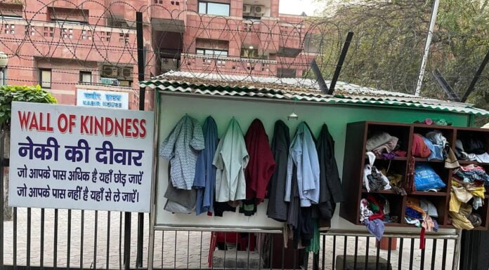 People In Need Can Take Any Item For Free From This Wall Of Kindness Located In Noida Wall Of Kindness noida