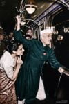 (Colorized) Indira Gandhi and Jawaharlal Nehru in the Moscow subway USSR, 1955