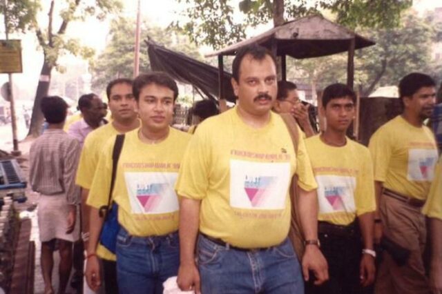 Gay men at The Friendship Walk: India's first pride walk. Kolkata, 1999