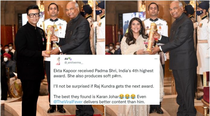 ‘Nepotism’, ‘Soft Porn’: Twitterati Roast Ekta Kapoor And Karan Johar For Being Given Padma Shri Award Ekta Kapoor Karan Johar Padma Shri Award