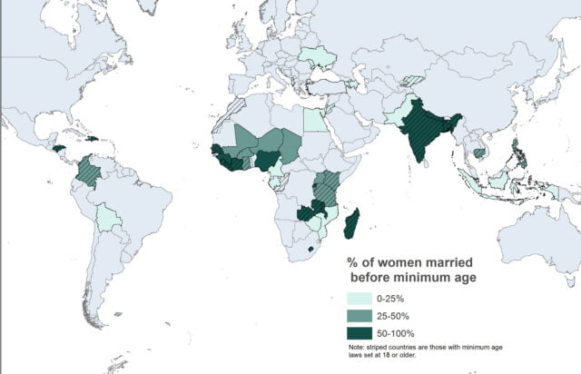 The 2019 United Nations data chart of child marriages around the world