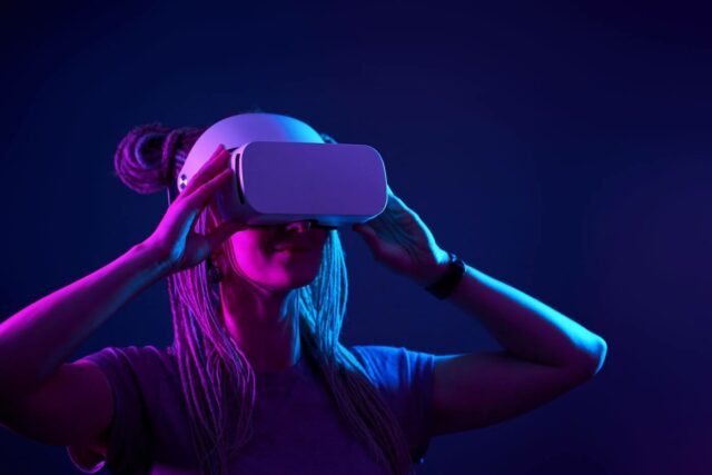 Virtual reality being experienced through VR headsets