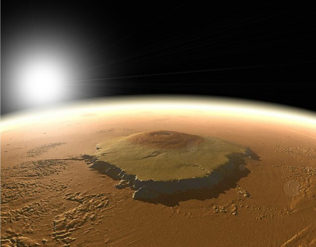 Mars' Olympus Mons, as visible from space