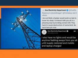 Goa Electricity Department Twitter Account