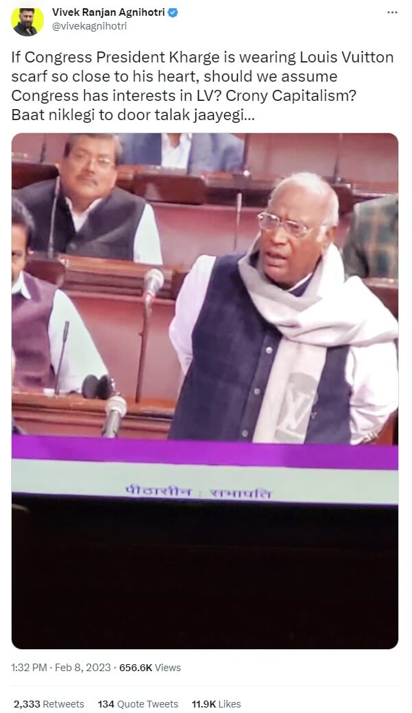 Kharge's 'Louis Vuitton' Scarf In Parliament Draws Flak; Here's
