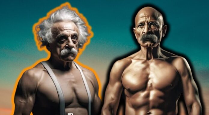 एआई आर्टिस्ट ने गांधी, आइंस्टीन और अन्य को मस्कुलर जिम मेकओवर दिया ai artist historical figures